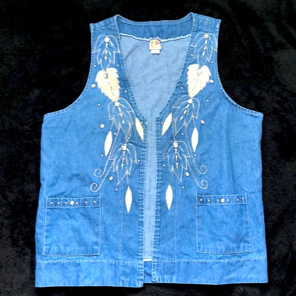 Cactus Jackets & Blazers - Cactus Size L Denim Open Front Vest Vintage